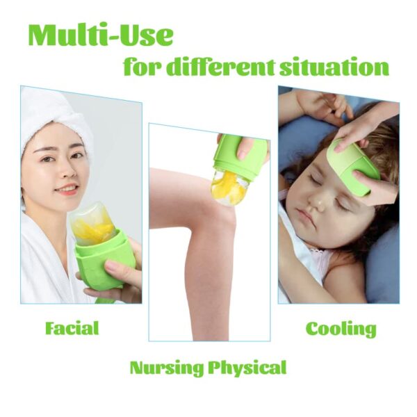 Ice Roller for Face and Eye, Upgrated Ice Face Roller,Facial Beauty Ice Roller Skin Care Tools, Ice Facial Cube, Gua Sha Face Massage, Silicone Ice Mold for Face Beauty (Green) - Image 3