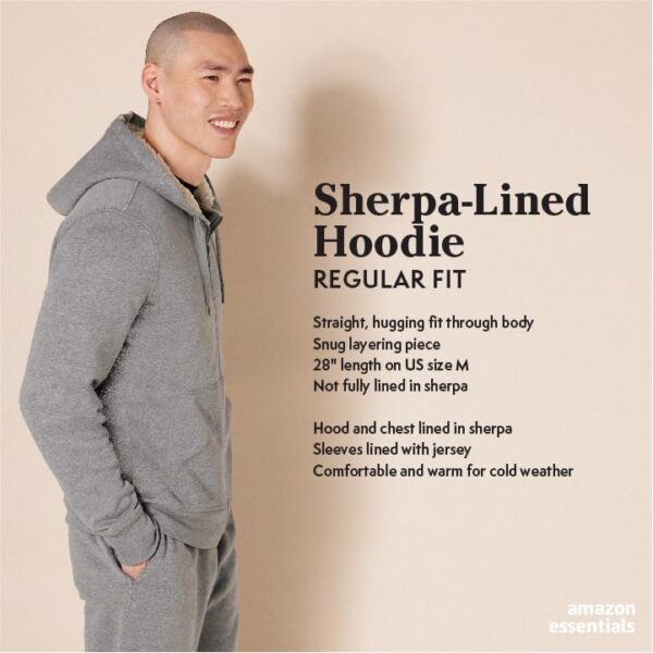 Amazon Essentials Men's Sherpa-Lined Full-Zip Hooded Fleece Sweatshirt - Image 2